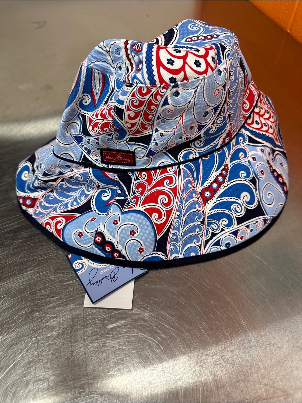 NWT Vera Bradley Paisley Bucket Hat - Red, Light Blue & Navy